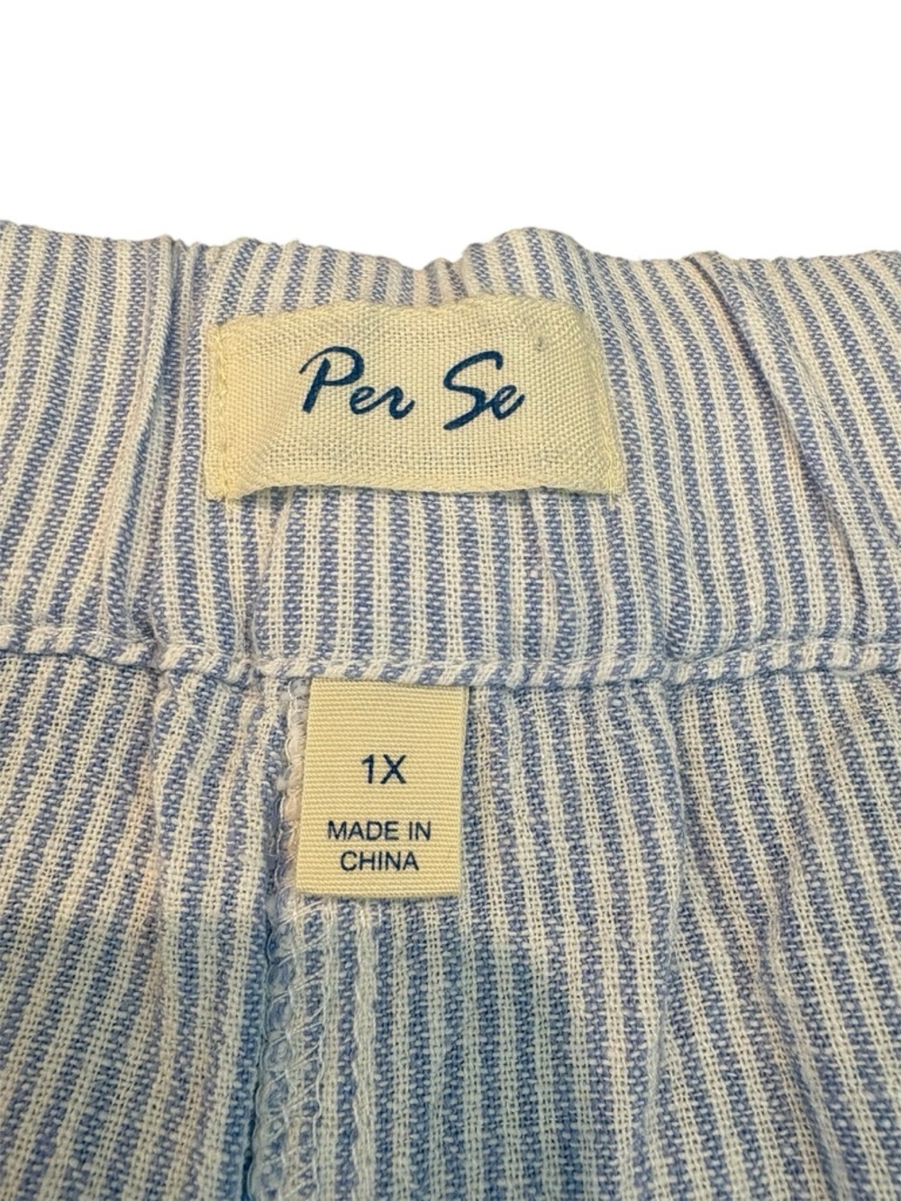 PER SE Linen Blend Pants Blue White Striped Women's 1X Coastal Grandmother - Picture 2 of 10